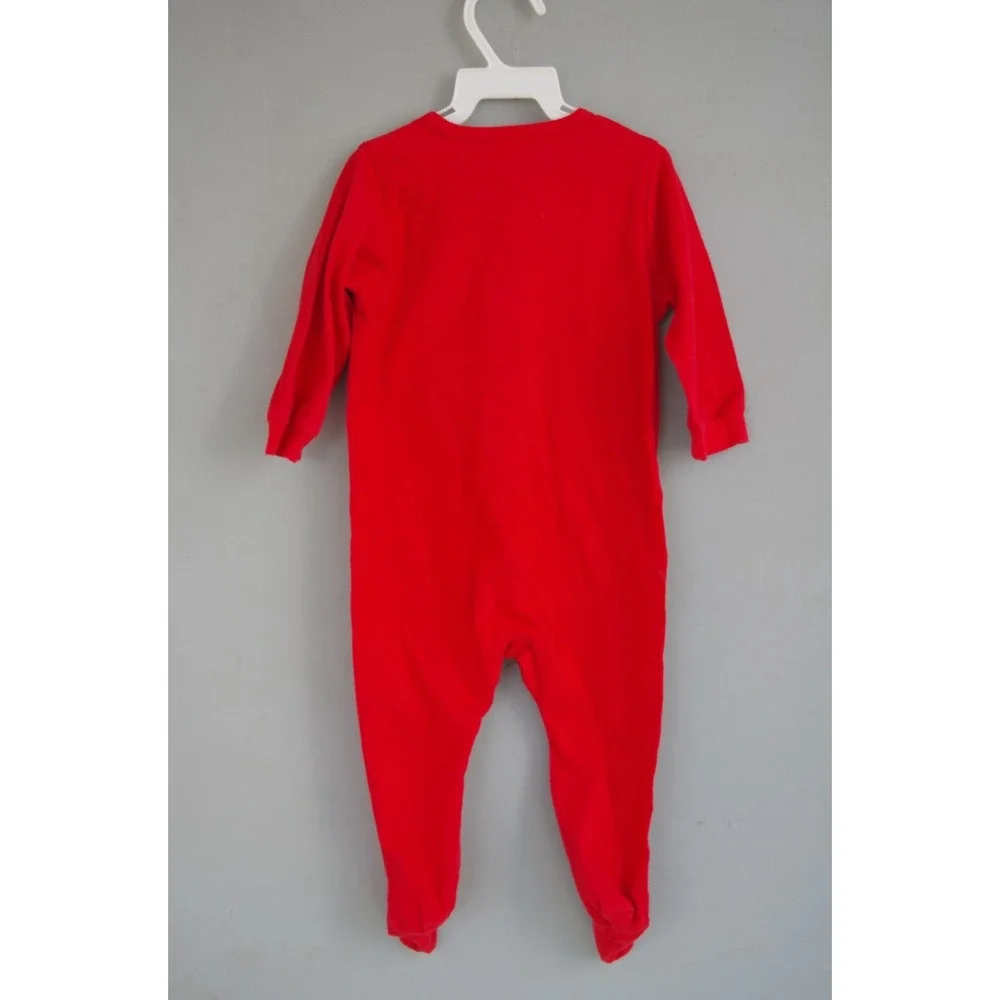 Vintage Baby‎ Sleeper Gerber Red with Embroidered Dinosaurs EUC 6-9 mos